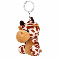 Porte-clés girafe mignonne en peluche, animal en peluche doux, écologique, anneau métallique durable, logo personnalisé, cadeau adorable unisexe pour enfants et femmes