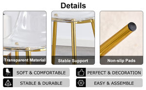 Modern Dining <b>Chairs</b> with Transparent Acrylic and Shiny Gold Legs Lightweight & Durable Home Furniture for Banquet Events - Product Image 5