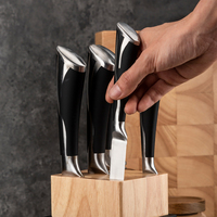 6-delige keukenmessenset voor koken met standaard, ergonomische handgrepen, slagermes, fruitmes voor keukenaccessoires