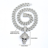 Collier pendentif tête de mort tendance pour homme, chaîne cubaine en strass dorés et argentés, bijoux hip-hop, cadeau