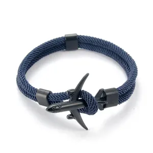 Mode Flugzeug Anker Armbänder Männer Charme Seil Kette Paracord Armband Frauen Männlichen Luft Kraft Stil Wrap Metall Sport Haken Geschenk