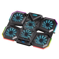 Ventilateur de refroidissement pour ordinateur portable de jeu RGB, alimenté par USB, réglable, 5 ventilateurs, pour ordinateurs portables de 12 à 17 pouces