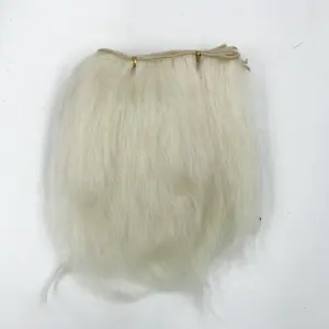 时尚卷曲直色白色马海毛纬纱制作可爱娃娃假发