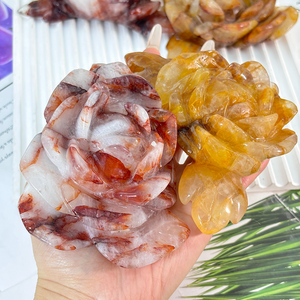 Vente en gros de fleurs naturelles en quartz <span class=keywords><strong>dor</strong></span>é, sculpture sur pierre faite à <span class=keywords><strong>la</strong></span> <span class=keywords><strong>main</strong></span>, artisanat de pierres précieuses en cristal naturel pour <span class=keywords><strong>la</strong></span> décoration de <span class=keywords><strong>la</strong></span> maison - Product Image 6