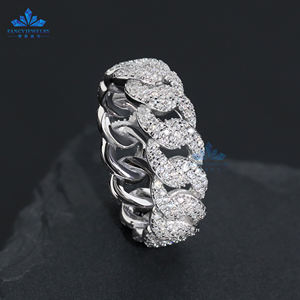 Anello da uomo in 2 righe con Link cubano Moissanite ghiacciato 925 in argento Sterling rodiato D colore stile Hip Hop Bling per festa di matrimonio - Product Image 4