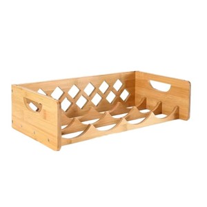 Bamboo Water <b>Bottle</b> <b>Rack</b> Wooden Cup Holder 2 Tier Desktop Organizer <b>Storage</b> For Office Desk Multifunctional - Product Image 5