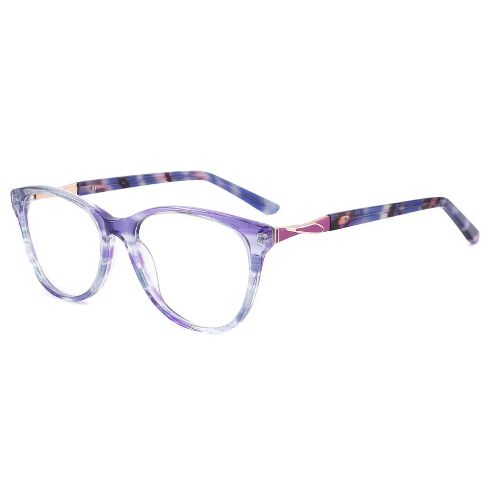 Benzersiz tasarım kare şekli bayanlar renkli gözlük toptan için benekler optik gözlük asetat gözlük