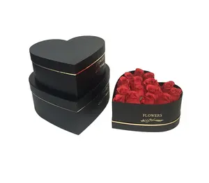 Wholesale Hot stamped golden Heart Shaped Empty Floral Gift Boxes Packaging box sets