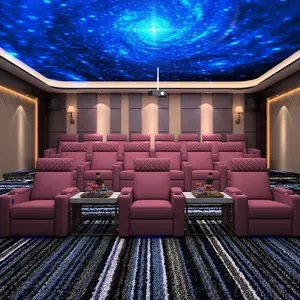 Siège de théâtre en cuir de qualité supérieure, canapé inclinable 2 places, chaise de salle de cinéma à domicile avec porte-gobelet LED pour le cinéma commercial