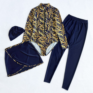 Maillot de <span class=keywords><strong>bain</strong></span> musulman Femmes Modeste Patchwork Hijab Manches Longues Sport Maillot de <span class=keywords><strong>bain</strong></span> 3pcs Islamic Burkinis Wear Maillots de <span class=keywords><strong>bain</strong></span> - Product Image 3