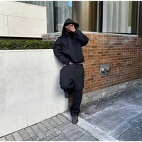 Nouvel ensemble décontracté pour homme : sweat à capuche ample style streetwear et pantalon large à jambe droite et tombante