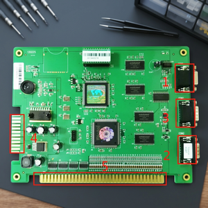 เครื่องเล่นวิดีโอเกม FRO Lucky Party 5 in 1 มัลติเกมส์ บอร์ด PCB 5V ปลั๊กแบบ US ขนาด 25x24x4 ซม. น้ำหนัก 0.5 กก. สำหรับเด็กอายุ 8 ปีขึ้นไป - Product Image 2