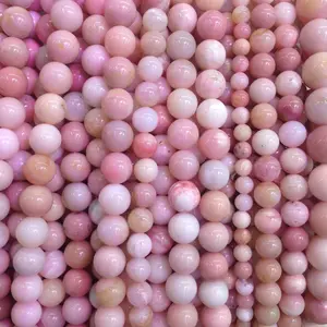 Hochwertige natürliche rosa Opal Halbe del steine 8mm 10mm lose Perlen natürliche heilende Kristall perlen für Frauen Armband Halskette