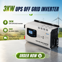 Inverter Tenaga Surya Frekuensi Rendah 3000W 3KW 24V dengan Output Tunggal 50/60Hz 230V 220V 120V Harga Pabrik OEM ODM Stabilitas AVR