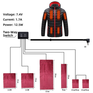 Vente en gros de feuille chauffante en fibre de carbone 7.4V/1.7A coussin chauffant électrique infrarouge 12.5W Film chauffant pour vêtements d'hiver coupe-vent - Product Image 1
