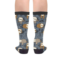 Chaussettes mi-mollet grises confortables avec adorables imprimés de paresseux Chaussettes décontractées drôles pour enfants et adultes Vente en gros/personnalisable