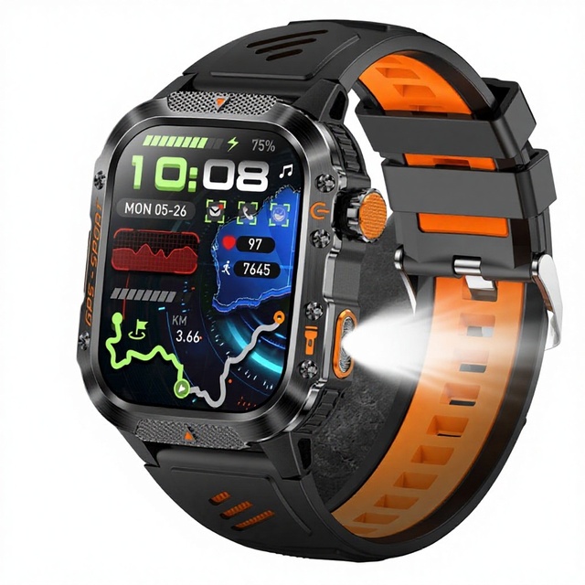New Cross-border square Silicone Smartwatch HT36GPS with Heart Rate Monitoring Waterproof for Bracelet for Outdoor Sports