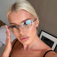 99105 Nouvelles Lunettes de Soleil Carrées Couleur Bonbon UV400 Luxe Homme et Femme Tendance Métal Futuriste Y2K Universelles Gafas De Sol