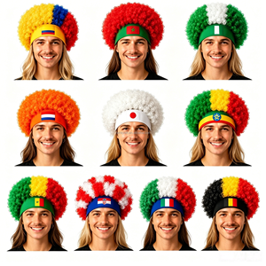 Pelucas Personalizadas HLC con el Espíritu del Equipo de Suiza, Pelucas para Fanáticos del Fútbol de Noruega, Pelucas para <span class=keywords><strong>Animadoras</strong></span> en Eventos Deportivos y Estadios - Product Image 2