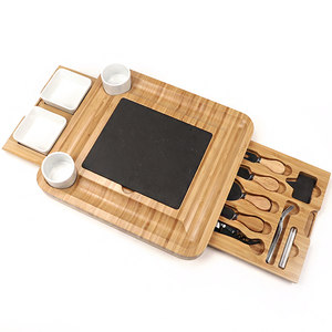 Doble cajón embutidos bandeja y servir <span class=keywords><strong>carne</strong></span> queso junta de comida cortar de bambú de queso con cuchillo - Product Image 3