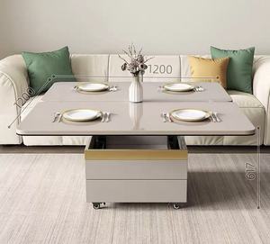 Multi-Functional Lift-Top Coffee <strong>Table</strong>, <strong>Adjustable</strong> <strong>Height</strong> with Wheels and Storage Stools - Product Image 4