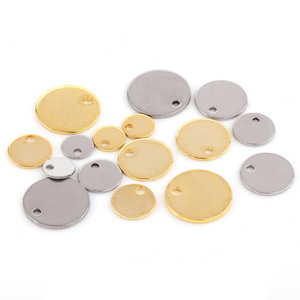 Colgante Redondo de Acero Inoxidable con Logotipo, de un Solo Orificio, para Joyería DIY, Accesorio Grabable Personalizable, Color Oro y Plata - Product Image 4