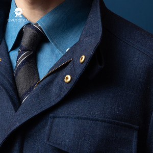 Giacca Safari da <span class=keywords><strong>Uomo</strong></span> <span class=keywords><strong>Blu</strong></span> <span class=keywords><strong>Navy</strong></span> con Colletto Rialzato, Multi-Tasche, Premium, Casual, per Viaggi d'Affari e Attività all'Aperto - Product Image 4