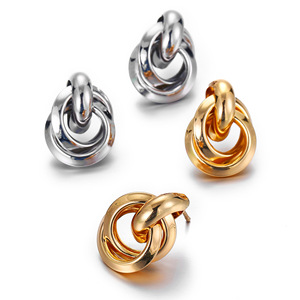 Vêtements quotidiens pour femmes Boucles d'oreilles pendantes en forme de cercle métallique Accessoire de mode - Product Image 1