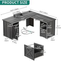 Bureau de bureau à domicile en forme de L avec prises de courant Support pour ordinateur et moniteur Tiroir à fichiers et étagères de rangement Meubles de bureau d'angle