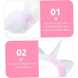 Couvre-oreilles chauds d'hiver super confortables et personnalisés, joli <span class=keywords><strong>bandeau</strong></span> résistant au froid pour enfants, <span class=keywords><strong>cache</strong></span>-oreilles en peluche licorne colorée - Product Image 3