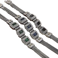 Bracelet queue de renard en argent S925 BOCAI pour hommes, style arabe moyen-oriental, motif géométrique carré, zircon, bijoux en argent fin
