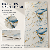 Panneau mural décoratif en PVC brillant MORLENX, imitation marbre UV, agate noir, gris et or, pour hôtels et villas de luxe