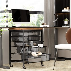Carro rodante industrial de 5 cajones, organizador de almacenamiento de archivos, gabinete, soporte de impresora de oficina móvil con ruedas bloqueables, oficina en casa - Product Image 2