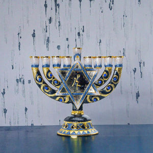 Menorah vintage à 9 branches, support à bougies fait à la main en fer, décoration d'intérieur pour Noël - Product Image 3