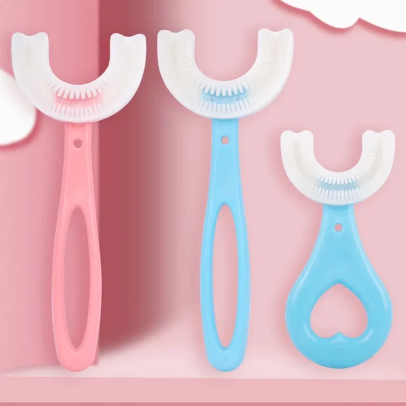 子供用歯ブラシU字型、シリコン子供用歯ブラシ子供用赤ちゃん歯ブラシ年齢6-12子供