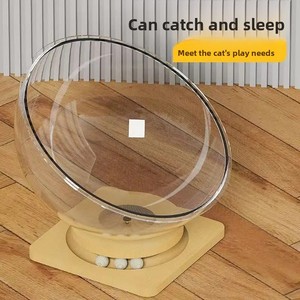 Casa para gatos <span class=keywords><strong>de</strong></span> lujo al por mayor, cápsula espacial acrílica transparente, plato giratorio <span class=keywords><strong>de</strong></span> madera <span class=keywords><strong>de</strong></span> pino inspirado, cama para gatos, suministros para mascotas - Product Image 6