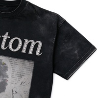 T-shirt personnalisé OEM à épaules tombantes, effet soleil délavé, streetwear, coupe oversize, imprimé DTG Kornit, effet éclaboussures de strass, couleur écru