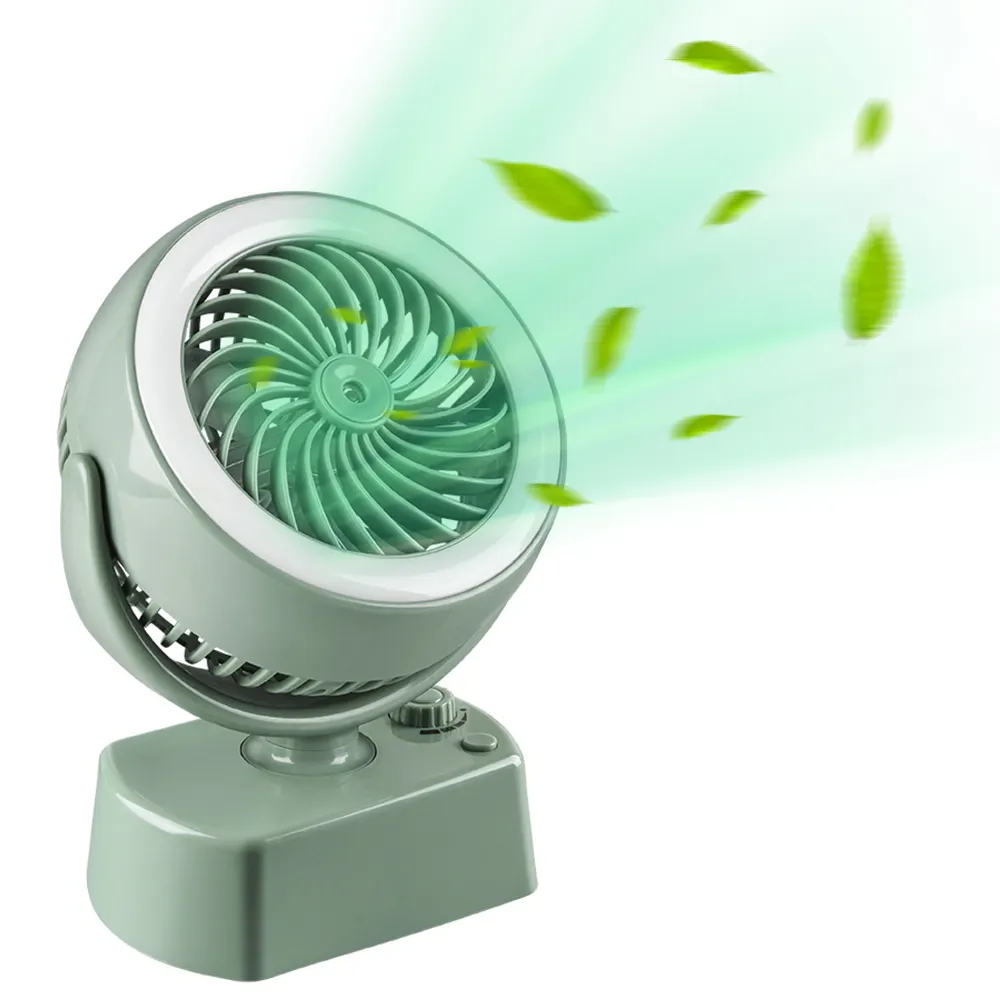 Automatic Shaking of Head 3 Speed Strong Wind Portable USB Powered Cooling Mini Desktop Fan With LED Light Air Cooling Mist Fan