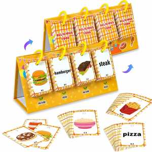Fournitures pour l'école à domicile, cartes flash éducatives, activités d'apprentissage préscolaire, 92 cartes flash sur les aliments pour l'apprentissage précoce - Product Image 2
