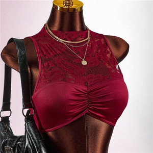 Modisches gerafftes Damen-Kleiderset: Spitzen-Patchwork-Crop-Tops und Bandage-Miniröcke – 2-teiliges Urlaubs-Set - Product Image 4