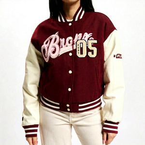 Chaqueta Universitaria FUBU City 05 Personalizada y Exclusiva para Mujer, Chaqueta de Béisbol, Chaqueta Corta de Lana con Letras para Mujer - Product Image 1