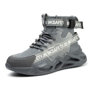Chaussures de travail pour hommes, personnalisables, de marque OEM, vente en gros directe usine, avec embout en acier, anti-perforation, antidérapantes, tricotées et respirantes - Product Image 2
