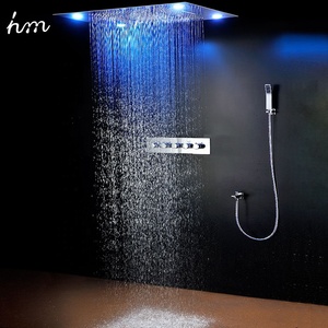 Termostática 4 vías <span class=keywords><strong>ducha</strong></span> de doble LED lluvia cascada <span class=keywords><strong>ducha</strong></span> de masaje de la cabeza de alto flujo válvula desviadora - Product Image 3
