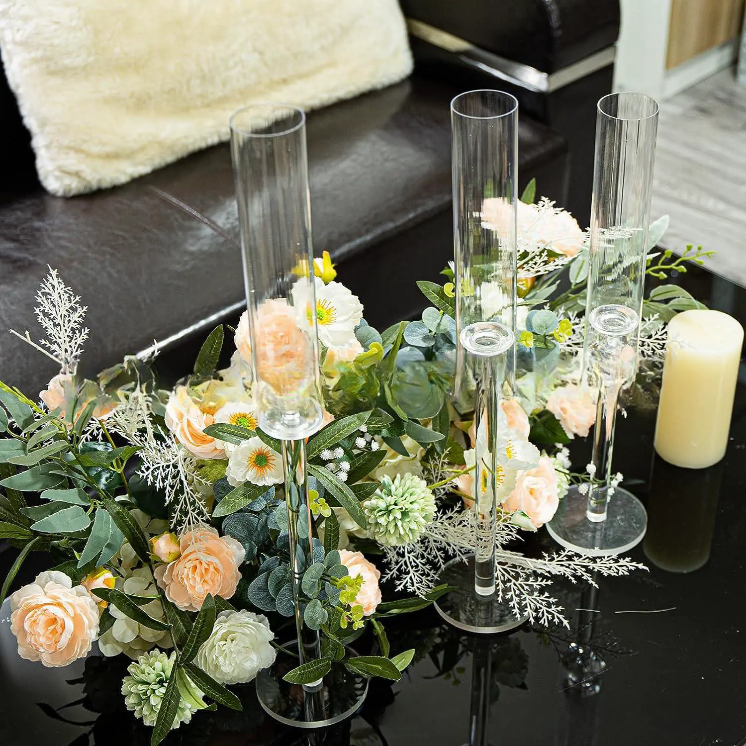 Cheap Simple Modern Acrylic Candle Holders For Wedding Decoration Table Centerpiece