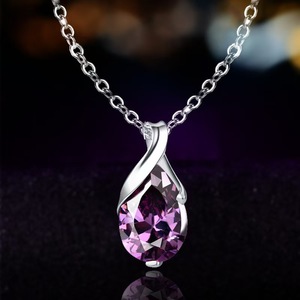Collana con Ciondolo a Goccia Viola per Donne, Stile Lacrima d'Angelo, Catena alla Moda per Clavicola - Product Image 2