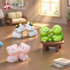 Figurines d'animaux mignons, 4 pièces, mini décorations en résine pour maison de poupée, cadeau de bureau - Product Image 5