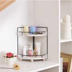 Étagère <span class=keywords><strong>de</strong></span> rangement multifonctionnelle à 2 niveaux en bois durable et écoresponsable pour coiffeuse ou coin <span class=keywords><strong>de</strong></span> <span class=keywords><strong>salle</strong></span> <span class=keywords><strong>de</strong></span> <span class=keywords><strong>bain</strong></span>, support <span class=keywords><strong>de</strong></span> comptoir non pliable - Product Image 2