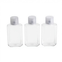 Bouteille plate transparente octogonale en PET de 60 ml avec bouchon à clapet, vide, pour gel désinfectant pour les mains, liquide, eau, sérum de soin de la peau