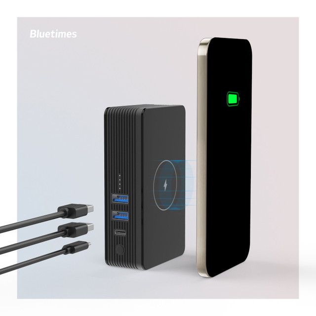 Bluetimes Power Bank 10000mah, 3 in 1 Wall Charger 10W/7.5W/5W, PD30W Fast Mobile Phone Power Bank With Socket
