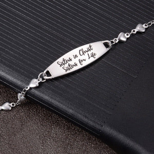 <b>Sister</b> In Christ Bracelet For Women Engraved Jewelry Gift Silver Tone Letter Design Handmade Christian Gift For <b>Sisters</b> - Product Image 3